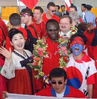 Poland's soccer team arrives in Chonju